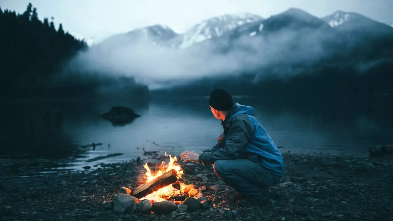 campfire in the mountains